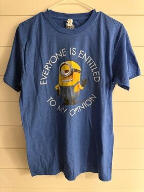 Minions Graphic Tee - Blue with Yellow Minion Size M